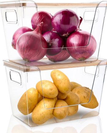 2 Set Stackable Pantry Storage Bin Containers for Produce