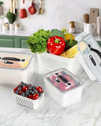 4 PC Large Fresh Fruit Containers for Fridge