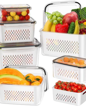 6-Pack Fruit Storage Containers for Fridge with Removable Colanders
