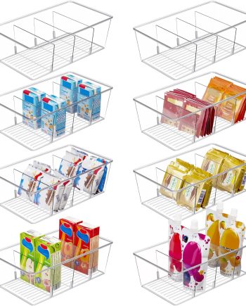 8 Pack Food Storage Organizer Bins, Clear Plastic