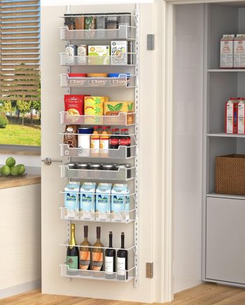 8-Tier Over the Door Pantry Organizer with Adjustable Basket