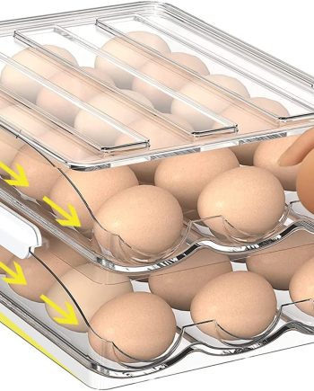 Auto Rolling Eggs Fridge Organizers with Lids