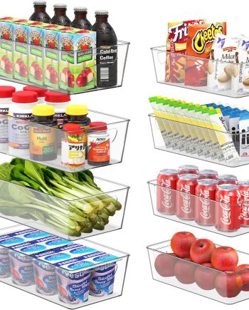 Clear Bins for Freezer and Kitchen Pantry Organizer, 8 Packs