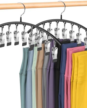 Metal Yoga Pants Hangers 2 Pack - 10 Clips - Holds 20 Leggings